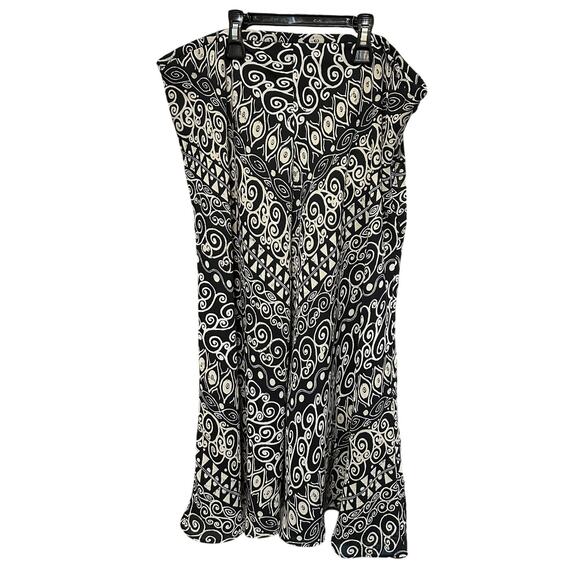 Norton McNaughton Maxi Skirt Black & Gray Swirls Ruffle Hem Size 14 - Picture 1 of 6